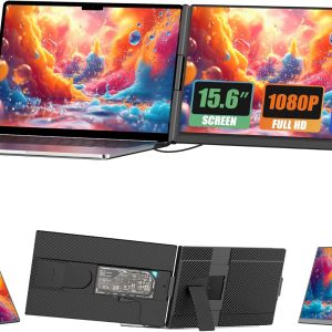Laptop Screen Extender, 15.6" IPS FHD 1080P Laptop Monitor Extender, Portable Monitor for Laptops, TYPE-C Travel Dual Screen with Adjustable Kickstand, Plug and Play with Wins/Mac/Linux/Chrome/PS5
