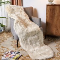 EasyJoy Ultra Soft Fluffy/Fuzzy Shaggy Area Rug Faux Fur Chair Cover Seat Pad for Bedroom Floor Sofa Living Room (2 x 6 ft Sheepskin, Beige) - Image 2