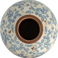 Creative Co-Op DF2720 8" H Terracotta Floral Transferware Pattern & Crackle Finish Vase, Blue - Image 5