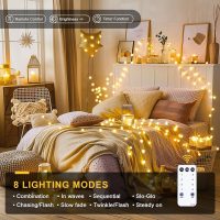 JMEXSUSS 100 LED Connectable Globe String Lights Indoor Bedroom, 33ft Warm White Christmas String Lights Plug in with Remote, 8 Modes Hanging Fairy Lights Outdoor for Room Classroom Dorm Party Decor - Image 2