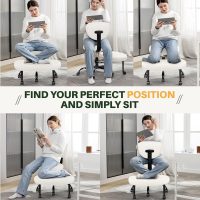 Primy Criss Cross Office Chair - ADHD Cross Legged Chair with Wheels - Adjustable Height Ergonomic Kneeling Desk Chairs for Meditation Yoga Home Office with Backrest, 360°Rotating Footrest -White - Image 3