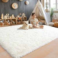 8x10 Area Rugs for Living Room, Ultra Soft Fluffy Large Shaggy Rug Carpet for Bedroom, Non-Slip Fuzzy Plush Rugs for Nursery Boys Girls Kids Room Modern Indoor Home Decor, Cream White - Image 2