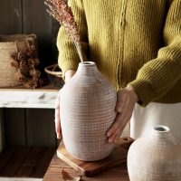 ALMA 9 in Narrow Mouth Terracotta Vase for Pampas Grass|Rustic Vases for Modern Farmhouse |Ceramic Boho Vase for Coffee Table Decor, Entryway Table, Bookshelf, Mantel Decor - Image 8