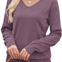 WIHOLL Sweaters for Women V Neck Casual Knit Long Sleeve Tops Lightweight Pullover Clothes Fall Fashion Outfits 2025 - Image 4