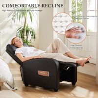 Sweetcrispy Massage Recliner Chair for Adults, Adjustable Home Theater Seating with Lumbar Support for Living Room, Modern Fabric Reclining, Pure Black - Image 6