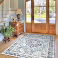 Area Rug 5×7, Vintage Boho Rug,Ultra-Soft Low Pile, Washable, Non Slip,Stain Resistant Printed Carpet for Living Room Bedrooms Playroom Office Kitchen, Light Blue - Image 7