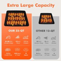 Kitchen in the box 32QT Extra Large Air Fryer Toaster Oven Combo, 21-in-1 Countertop Convection Toaster Oven with Rotisserie and Dehydrate, 6 Accessories, 1800W Dual Cook Preset (Black) - Image 4