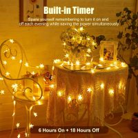 Minetom Star String Lights Battery Operated - 17 ft 50 LED Star Fairy String Lights with Timer, Waterproof for Indoor Bedroom Tent Loft Bed Patio Party Wedding Decor, Warm White - Image 3