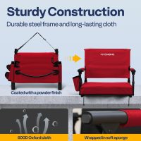 VIVOHOME Stadium Seats with Back Support and Cushion, 2 Pack Portable Bleacher Chairs with Cup Holder and Shoulder Strap - Image 5