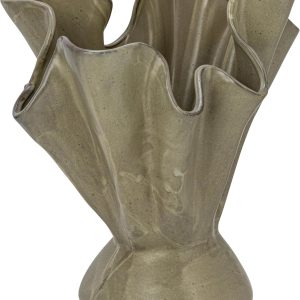 Bloomingville Stoneware Ruffled Vase, Sage