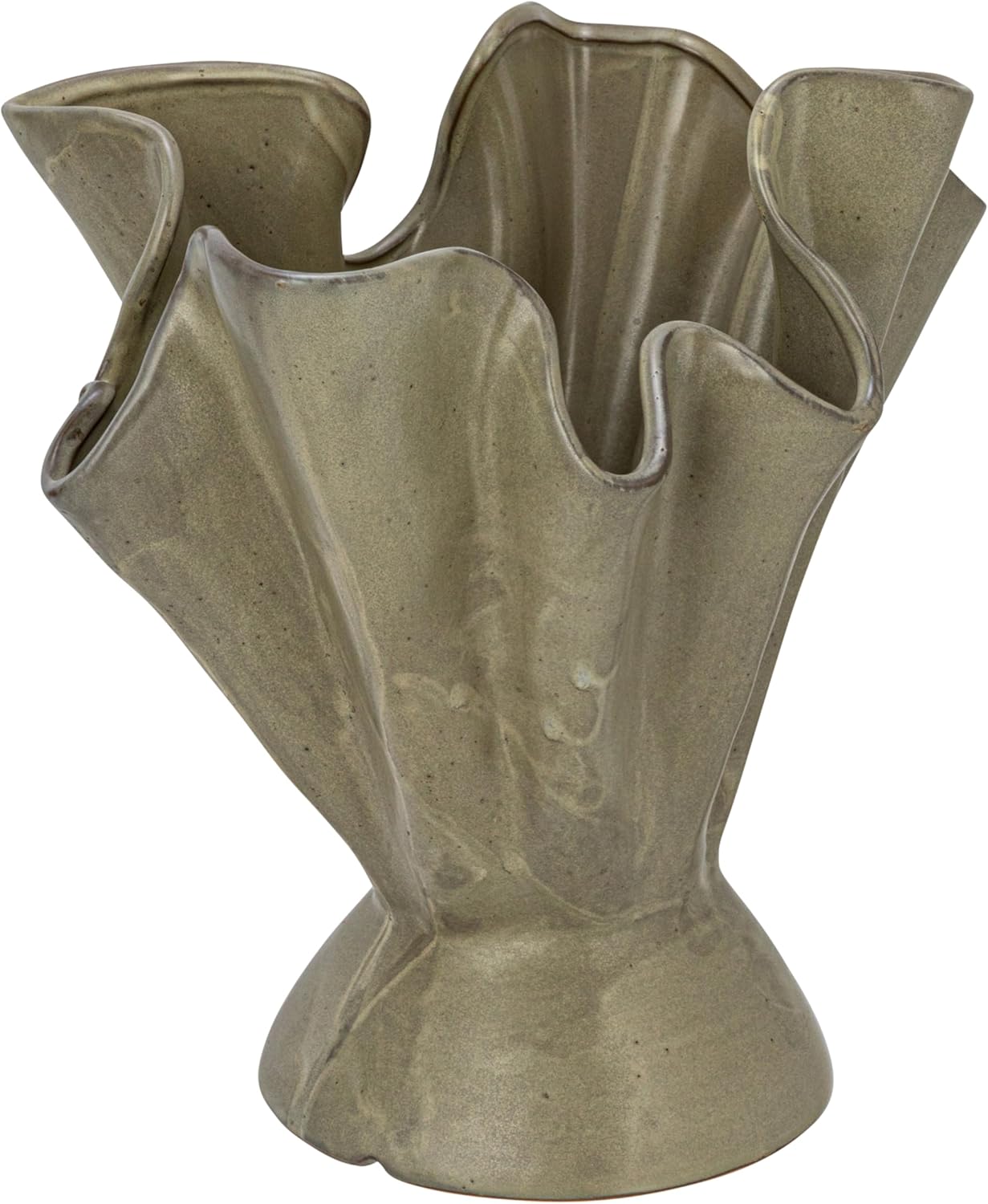 Bloomingville Stoneware Ruffled Vase, Sage