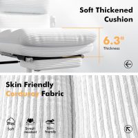 Criss Cross Chair with Wheels & Flip-up Arms, Executive Office Chair with Foot Rest, Swivel Cross Legged Office Chair, Corduroy Fabric Comfy Computer Desk Chair, Vanity Chair for Home, White - Image 6