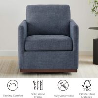 CHITA Swivel Accent Chair, FSC Certified Mid Century Modern Arm Chair for Living Room and Bedroom, Fully Assembled, Blue - Image 4