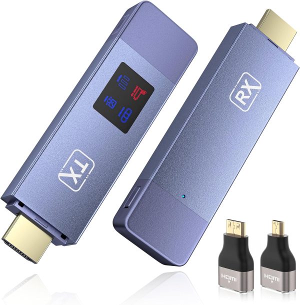 Wireless HDMI Transmitter and Receiver, Wireless HD Extender Plug & Play Portable 2.4G/5G with LED Screen HDMI Kit for Streaming Video and Audio to Monitor from Laptop/Pc/Tv Box/Projector
