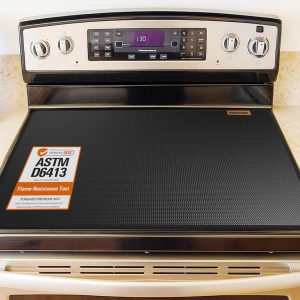 Fireproof Stove Top Covers for Electric Stove, Waterproof & Heat Resistant Mat for Glass Top, Stovetop Protector, Anti-Scratch, 30x21 Black