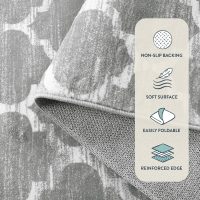 Lahome Moroccan Washable Rugs 8x10,Grey Rug for Living Room,Soft Boho Large Bedroom Rug 8x10 Under Bed Boho Dining Room Rugs for Under Table Geometric Office Room - Image 5