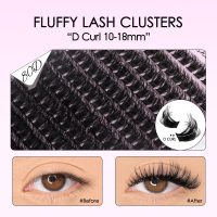 Lash Clusters Kit 80D Fluffy Lash Clusters Kit 10-18mm Volume Eyelash Clusters D Curl Cluster Eyelash Extensions 3D Wispy Lashes Clusters DIY Lash Extension Kit(80D-10-18MIX Thick Kit) - Image 4
