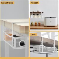 Under Desk Cable Management Tray White, Cinati Wire Organizers No Drill, Cable Tray with Clamp for Wire Management, Cord Organization Box for Office, Home - No Damage to Desk - Image 6