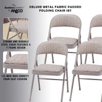 MECO 4-Pack Steel Frame Folding Dining & Event Chairs, Chicory Lace Motif Upholstery, Beige - Foldable Seating with Cushioned Seat and Padded Back for Kitchen, Parties or Game Tables - Image 4