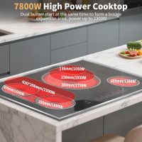 30 Inch Electric Cooktop, 4 Burner Electric Stove Top with Touch Control, 7800W Built-In Glass Stovetop with BBQ & Expandable Zone, 9-Level Adjustable, Child Lock, Timer, 220V-240V Hardwire - Image 7
