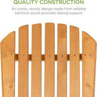 Best Choice Products Folding Adirondack Chair Outdoor Wooden Accent Furniture Fire Pit Lounge Chairs for Yard, Garden, Patio w/ 350lb Weight Capacity - Natural - Image 5