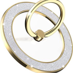 Magnetic Phone Ring Holder for MagSafe, Magnetic Phone Grip for iPhone, Compatible with iPhone MagSafe Wireless Charging. (Glitter Gold)