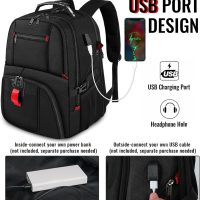 YOREPEK Large Backpack for Men, Extra Large Laptop Backpacks for Men Women, Water Resistant Travel Backpack Airline Approved Business Work Bag with USB Charging Port Fits 17 Inch Computer, Black - Image 3