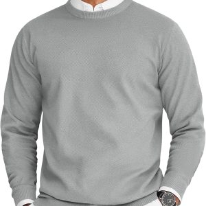 COOFANDY Mens Crew Neck Sweaters Long Sleeve Lightweight Knit Dress Pullover Sweaters