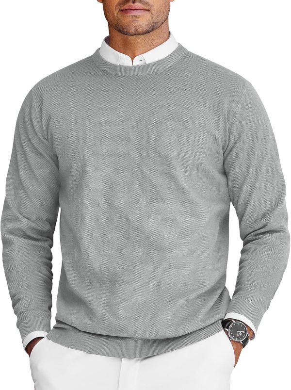 COOFANDY Mens Crew Neck Sweaters Long Sleeve Lightweight Knit Dress Pullover Sweaters
