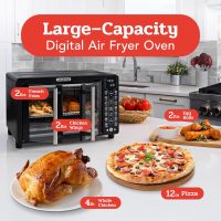 Gourmia Toaster Oven Air Fryer Combo 17 cooking presets 1700W french door digital air fryer oven 24L capacity accessories, convection rack, baking pan tray recipe book GTF7460,Large,Black - Image 2