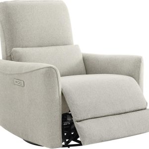 CHITA Power Recliner Chair Swivel Glider, FSC Certified Fabric Living Room Nursery Reclining Sofa Chair with Lumbar Support, Dove Grey