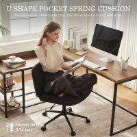 Dowinx Criss Cross Chair with Wheels, Preminum Fabric and Pocket Spring Cushion, Adjustable Swivel Wide Seat Computer Chair, Morden Design Vanity Chair Black - Image 5