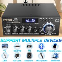 AK45 Pro Stereo Amplifier Home Audio Stereo Receivers,Rated Power 50W x2, Max 800W, Bluetooth 5.0 2.0 Channel Audio Receiver for Home Theater Speakers w/USB/SD/RCA/2 MIC in for Garage - Image 5