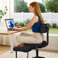 Ergonomic Cross Legged Office Chair with Rubber Wheels - Breathable Mesh Fabric - 360° Swivel ADHD Chair, Wider & Thicker Cushions for Meditation Chair, Criss Cross, and Kneeling - Image 8
