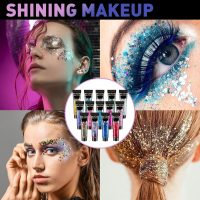 AROIC 14 Colors Body Glitter, Face & Hair Glitter Gel Set for Festival, Eye Shimmer for Women Glow in The Dark Rave Accessories Party Supplies, Face Paint Hair/Cheek/Eyelid Sparkle Makeup(18ml/Tube) - Image 7