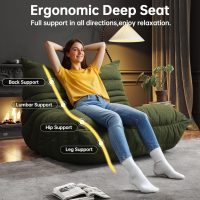Bean Bag Chairs for Adults, BeanBag Reading Chair Memory Foam Couch, Floor Chair Soft Teddy Material, Comfy Reading Nook Chairs for Bedroom Living Room Office (Green) - Image 5
