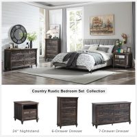 T4TREAM Farmhouse 7 Drawers Dresser Chests for Bedroom w/4 Solid Wood Feet & Column Design, Tall Wide Wooden Rustic Chest of Drawers, Storage Dressers for Bedroom, Living Room, Dark Rustic Oak - Image 5