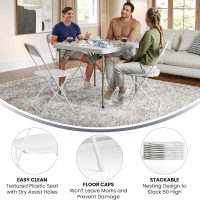Flash Furniture Hercules Series Plastic Folding Chair - White - 4 Pack 650LB Weight Capacity Comfortable Event Chair-Lightweight Folding Chair - Image 5
