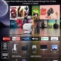 【500ANSI & Dustproof】Projector with WiFi 6 and Bluetooth, Native 1080P Smart Portable Movie Projector for Outdoor Use, Mini Room Projector 4K Support, Video Projector Compatible with Phone PC TV Stick - Image 7
