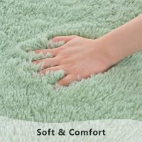 Sage Green Runner Area Rugs for Bedroom Living Room, 2x4 Feet Fluffy Bedside Rugs, Soft Shaggy Carpet Rug for Kids Room Nursery, Furry Rugs for Girls Boys Dorm Room Home Decor - Image 4