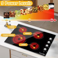 30 Inch Electric Cooktop, 4 Burner Built-in Electric Stove Top with 9 Power Levels, Knob Control, Auto shutdown and Residual Heat Warning, 7200W, 220-240V for Hard Wire - Image 4