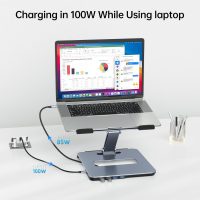 BENFEI Laptop Stand with USB C 6in1 Docking Station, HDMI 4K@60Hz, 4*USB3.0, 100W PD Compatible with MacBook Pro/Air, iPad Pro, XPS, Thinkpad - Image 4
