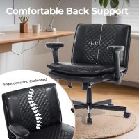 Criss Cross Chair with Flip-Up Arms and Lockable Wheels, Leather Cross Legged Office Desk Chair，Wider 125°Tilting Adjustable Swivel Computer Chair for Home, Apartment, Bedroom,Black 1 - Image 9