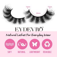 Mink Lashes Fluffy Wispy Lashes Natural Look 3D False Eyelashes D Curl Russian Strip Lashes 7 Pairs Short Fake Eyelash Pack by EYDEVRO - Image 2