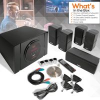 Pyle 5.1 Channel Home Theater Speaker System - 300W Bluetooth Surround Sound Audio Stereo Power Receiver Box Set w/ Built-in Subwoofer, 5 Speakers, Remote, FM Radio, RCA - PT589BT,Black - Image 7