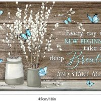 Willow Branches Butterflies Vase Wooden Vintage Rustic Canvas Wall Art - 12x18in Unframed Poster- Home & Office Decor for Living Room, Bedroom, Kitchen & Cafe - Image 2