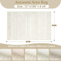 Area Rug for Living Room 6x9: Large Washable Boho Moroccan Rugs Geometric Neutral Rug, Non-Slip Foldable Morden Farmhouse Indoor Floor Carpet for Bedroom Dining Table Home(Beige,6X9) - Image 2