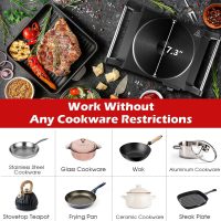 Hot Plate, Techwood Electric Stove for Cooking, 1500W Countertop Single Burner with Adjustable Temperature and Handles, 7.3” Cooktop for RV/Home/Camp, Compatible for All Cookwares Black - Image 4