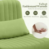 Warmiehomy Velvet Cross Legged Office Chair, Comfy Desk Chair for Home Office, Criss Cross Chair with Wheels, Height Adjustable Vanity Chair, Swivel Wide Seat Computer Chair Gift, Light Green - Image 7