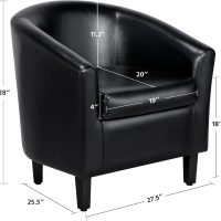 Yaheetech Barrel Chairs Set of 2, Faux Leather Club Armchairs, PU Leather Accent Chairs with Soft Padded Seat for Living Room Bedroom Waiting Reading Room, Black - Image 2
